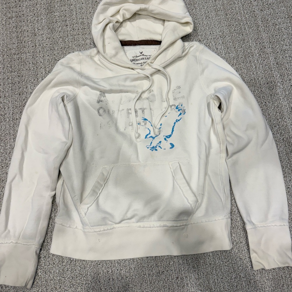 Vintage American Eagle Y2K Cream Hoodie medium